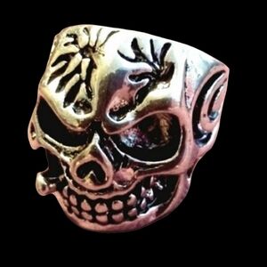 Heavy Metal Silver Big Cigar Smoking Skull Ring Unisex Biker Goth Rock Punk Sz 8